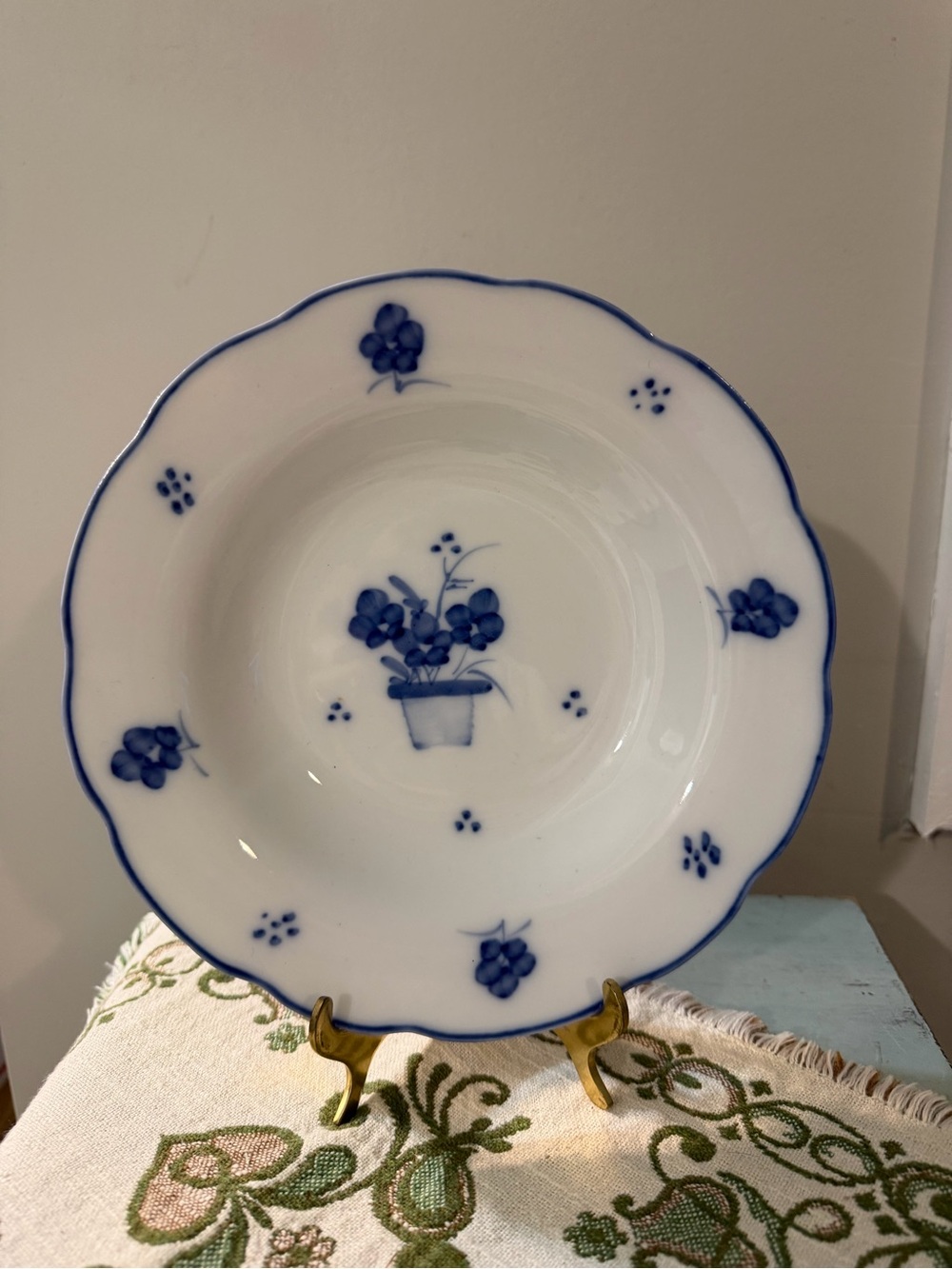 Vintage Cordon Bleu Bowl, Blue and White Floral
